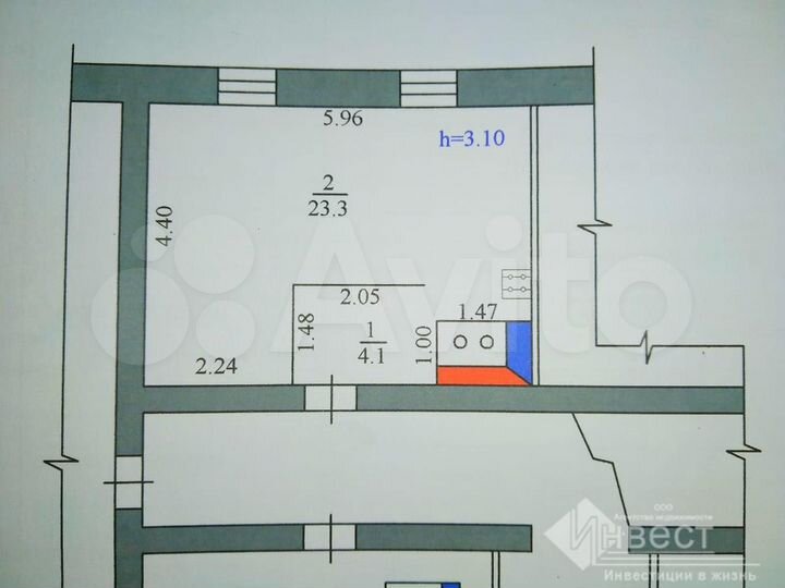1-к. квартира, 27,5 м², 1/1 эт.