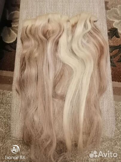 Волосы на заколках блонд натуральные