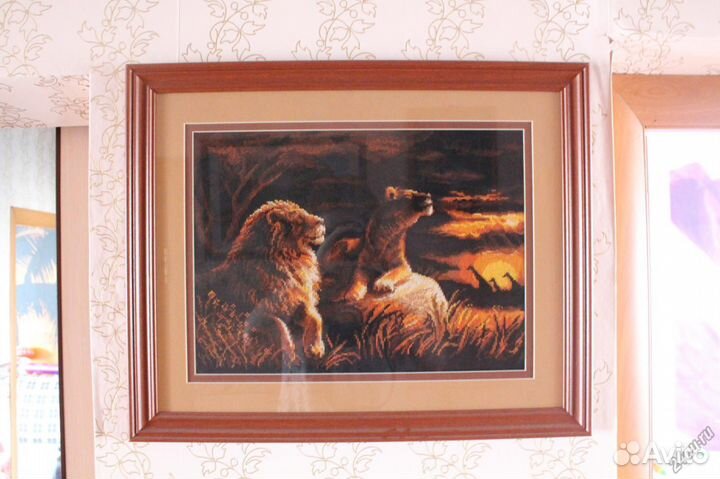 Картина саванна, львы