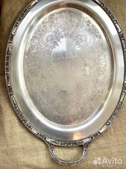 Поднос антикварный посеребренный