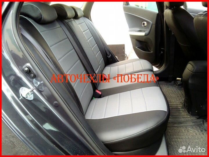 Чехлы Kia Ceed 2 из экокожи чёрно-серые Классика