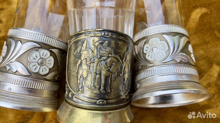 Подстаканник Три богатыря мельхиор