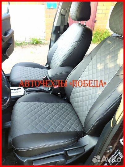 Чехлы Hyundai Elantra 6 из экокожи чёрно-серые Ром