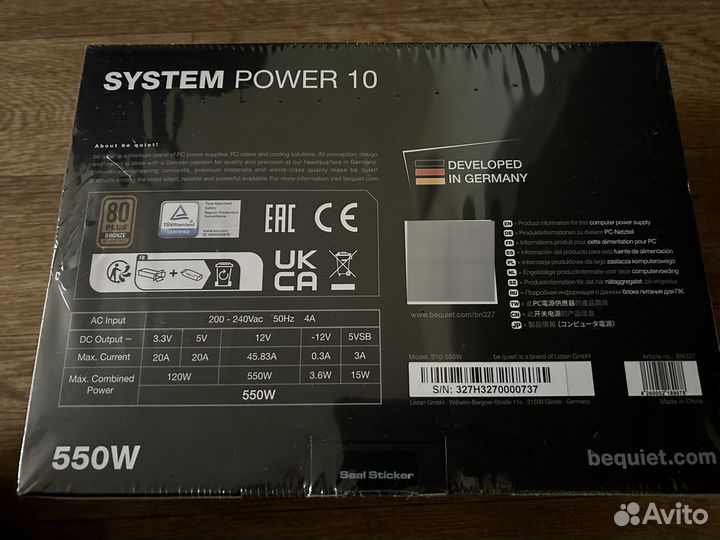 Блок питания be quiet system power 10 550w