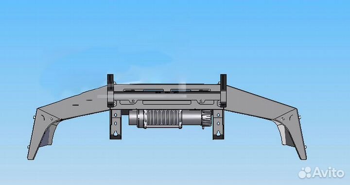 Передний силовой бампер с кенгурином алюминиевый