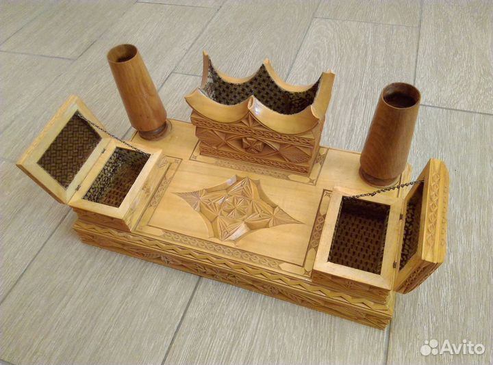 Настольный набор деревянный (ручная резьба)
