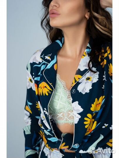 Пижама со штанами и рубашкой хлопок