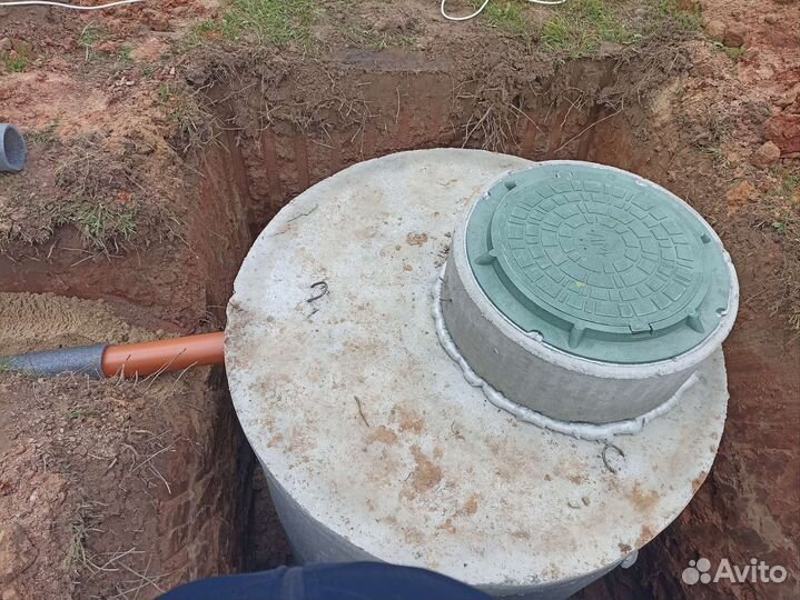 Септик, выгребная яма, кессон из бетонных колец