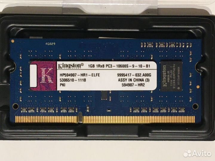 Память Kingston 1GB PC3-10600S SO-dimm от ноутбука