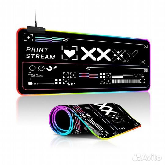 Игровой коврик для мыши с RGB подсветкой 800х300х4