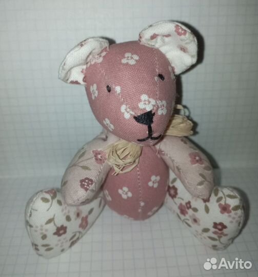 Мишка бело-розовый в цветочек из франции