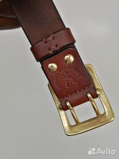 Джинсовый ремень кожаный мужской