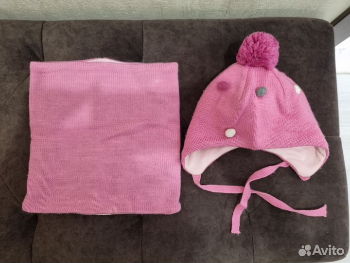 Комплект шапка, шарф зимний