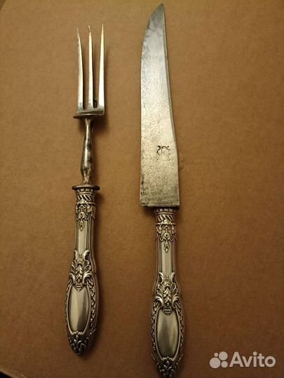Нож и вилка старинные, с клемоm Paris