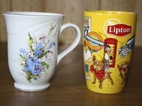 Чайные бокалы: Lipton и с весенним букетом