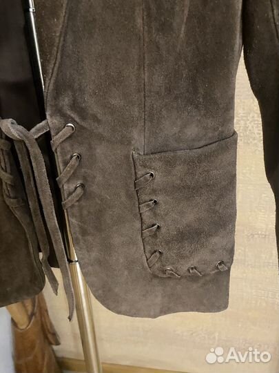 Zara пиджак натуральная замша