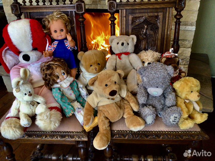 Кукла винтажная и собака гдр, медведи