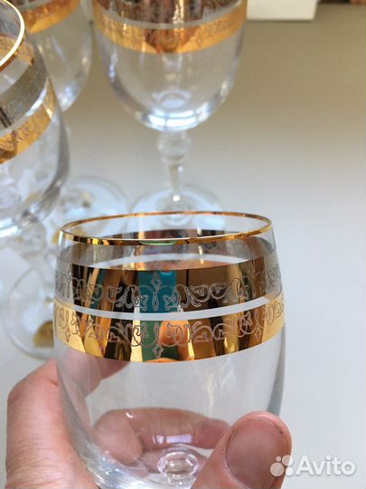 Бокалы для вина золотая каёмка словакия