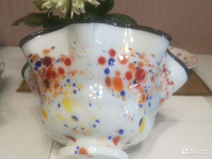 Ваза для фруктов, цветное стекло СССР