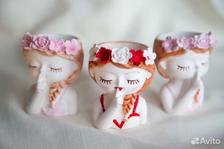 Кашпо для цветов и суккулентов, девочка