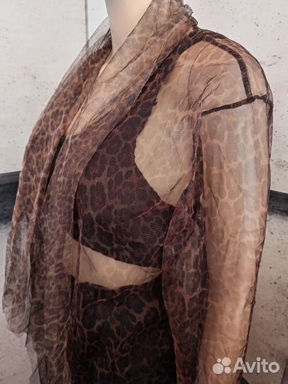 Кардиган-сетка с леопардовым принтом 48 размер