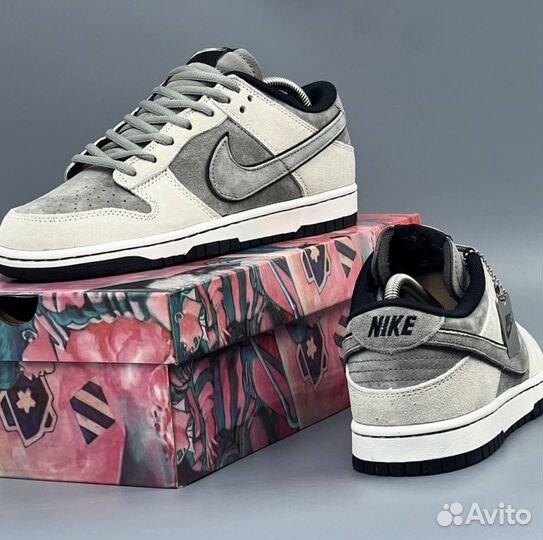 Серые кроссовки Nike Dunk SB Katushiro