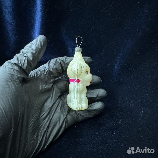 Елочная игрушка собака щенок пес С бантиком СССР