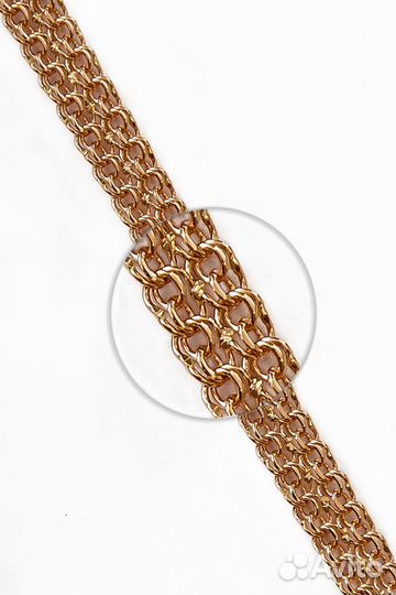 Золотой браслет Двойной бисмарк из красного золота