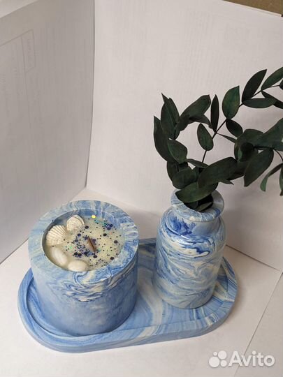 Аромасвечи ручной работы в гипсовых подсвечниках