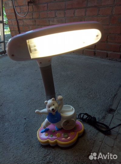 Лампа настольная детская с часами и будильником