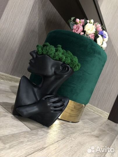 Кашпо голова/Ваза интерьерная/Ваза лицо