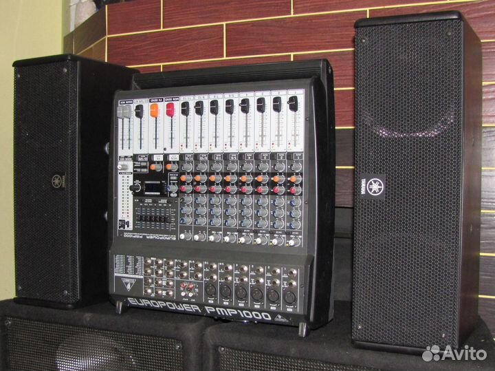 Колонки Yamaha 400W Pro 2шт Активный микшер Stereo