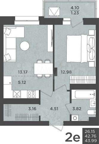 2-к. квартира, 44 м², 17/24 эт.