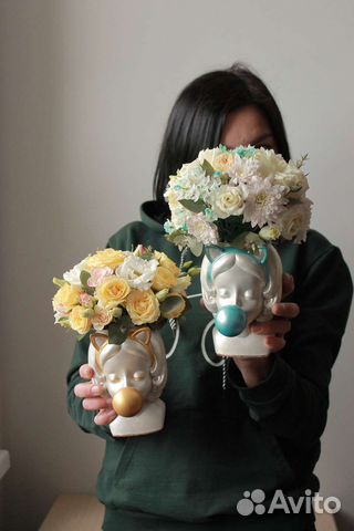 Кашпо из гипса девочка с пузырём