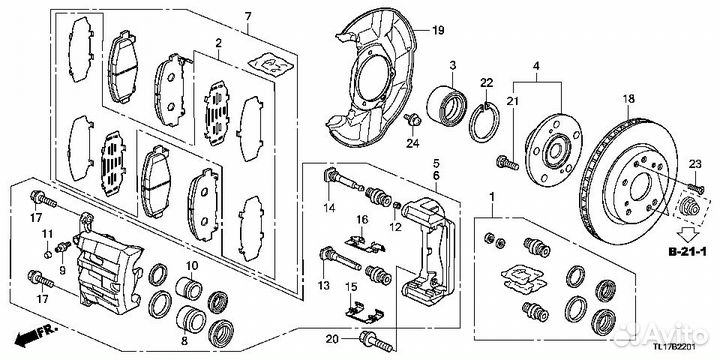 Суппорт тормозной Хонда Аккорд 8