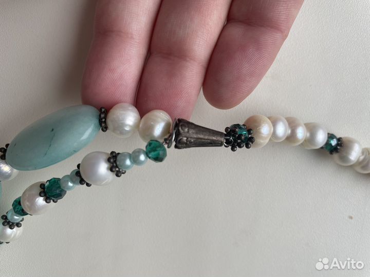 Бусы колье ожерелье с натуральным жемчугом