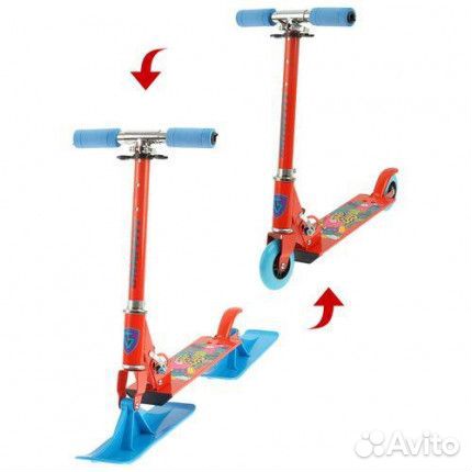 Самокат-снегокат красный