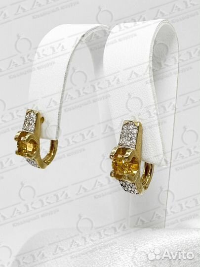 Золотые серьги с бриллиантами 585 / 3.98 гр