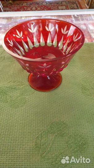 Пара конфетниц, рубиновая хрусталь