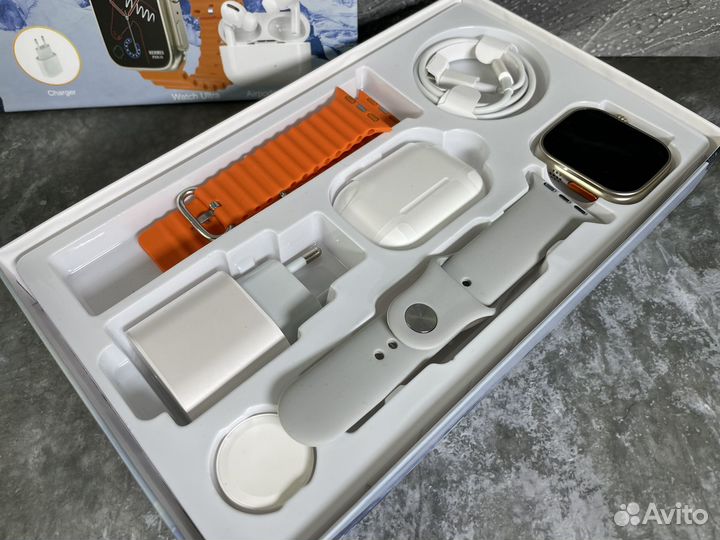 Подарочный набор apple 5 в 1 наушники смарт часы