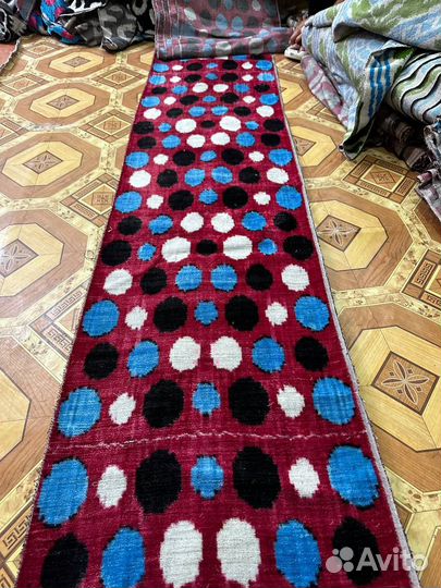 Узбекский шелковый бархат Бахмаль. Шелковый икат