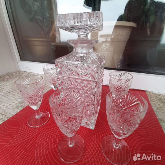 Штоф хрустальный+стопочки СССР