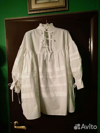 Блуза женская, хлопок, на завязках