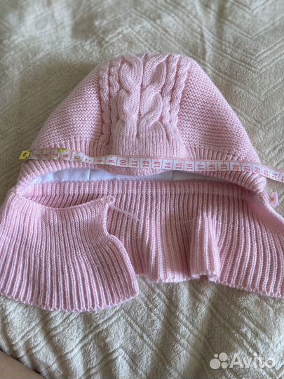Шапка шлем детская зимняя розовая р.44-46