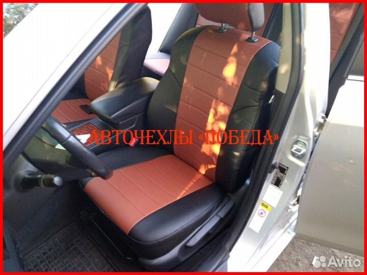 Чехлы Toyota Camry v40 из экокожи чёрно-коричневые