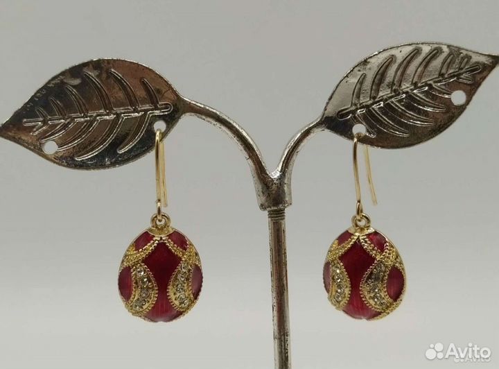 Серьги в стиле Фаберже (эмаль, Swarovski)