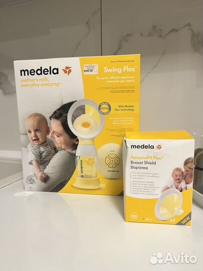 Молокоотсос medela swing flex плюс воронки