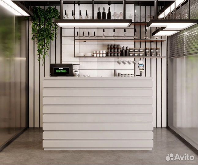 Барная стойка для кафе, кофеен Лайн Белая