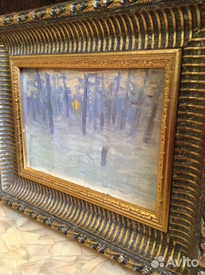 Этюд, масло - Зимний лес