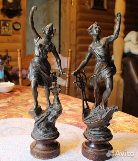 Старинные Бронзовые статуэтки 19век Англия 43см